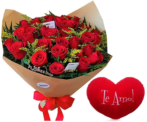 Mozão Buquê com 40 rosas + Coração